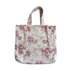 Laura Ashley Lifestyles Pink Floral Quilted Tote Bag Cottagecore Shabby Chic